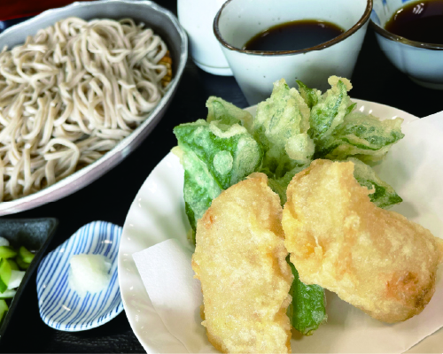 海老のゆば巻き天そば